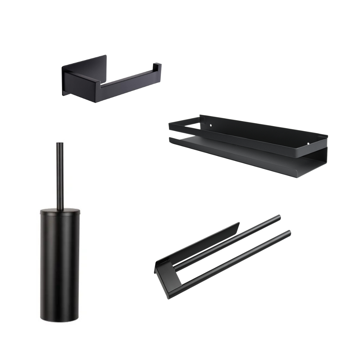 Komplettes Badezimmer-Set – Schwarz