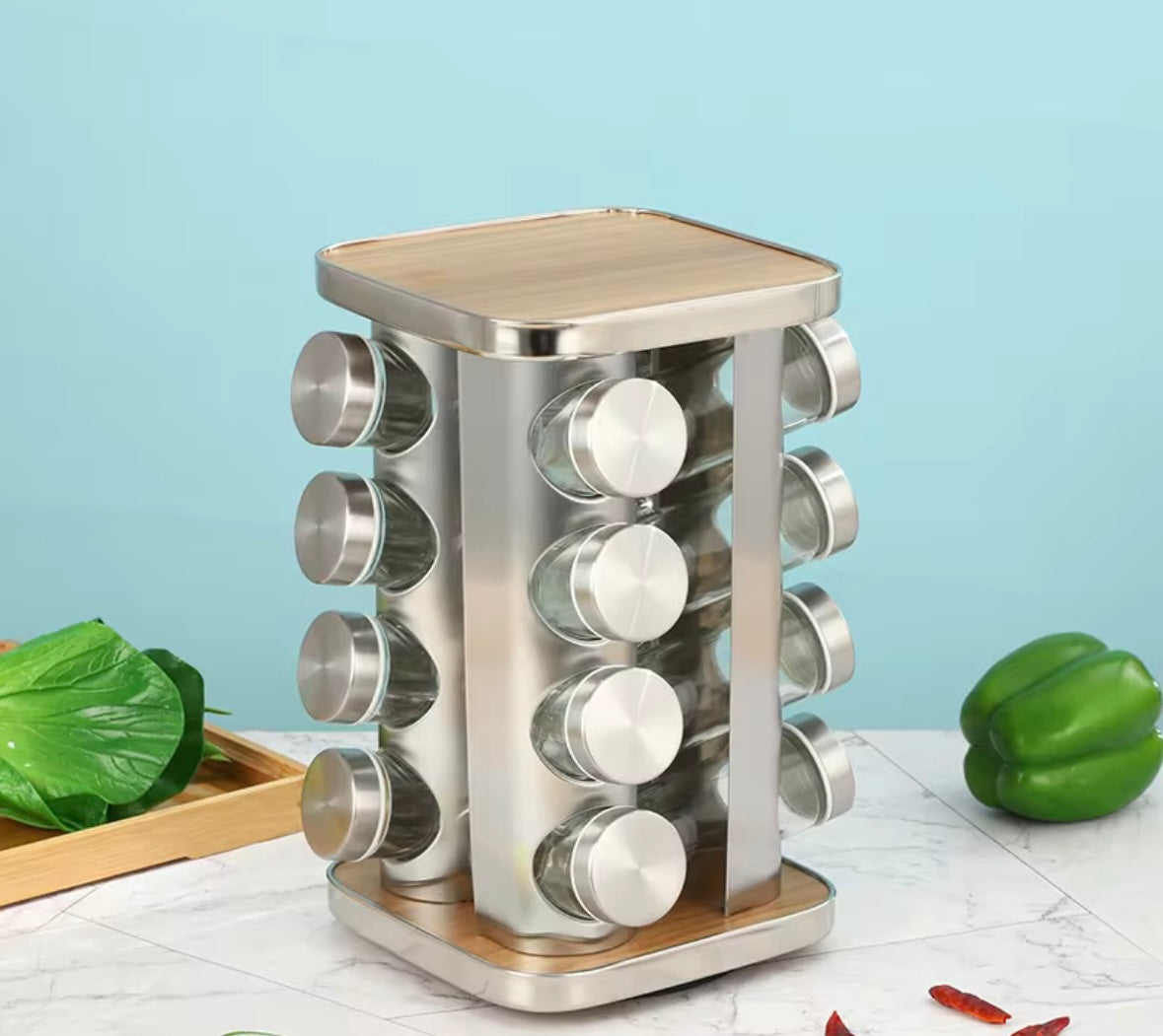 Gewürzregal Lignis – 16 Gewürzgläser